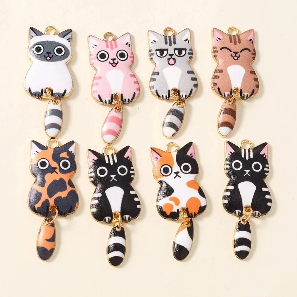 Resin Craft Supplies - 10 Stuks 16×39mm Leuke Cartoon Kat
