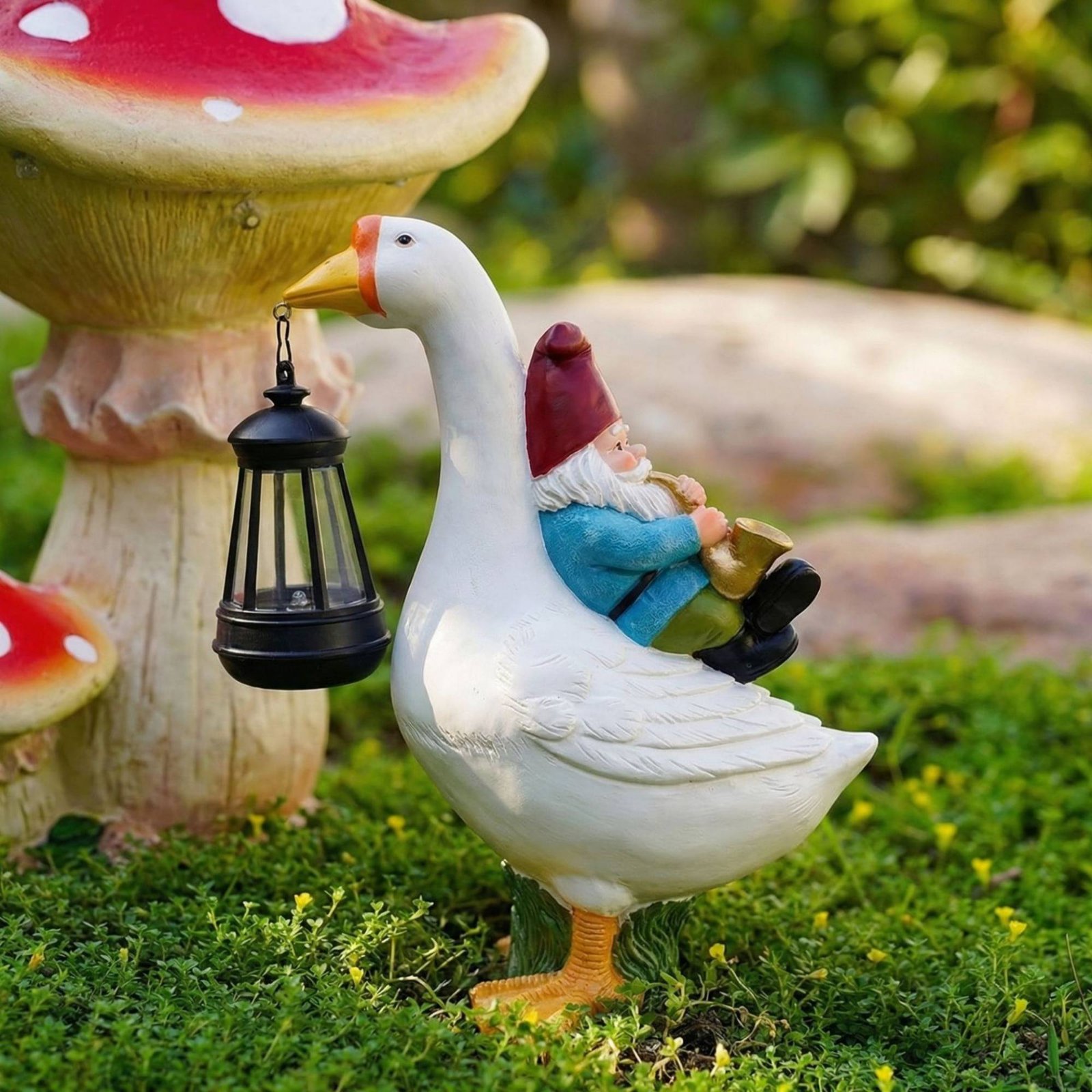 Gnome Riding Goose Statue Weer - Resin Crafts recensie en prijs